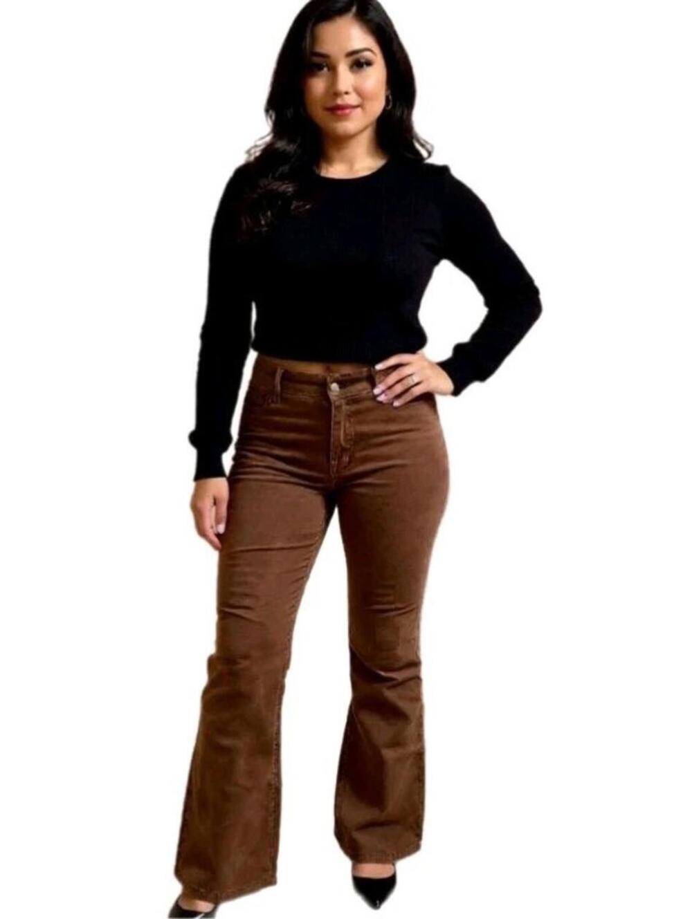 J Galt Brandy Melville Aliyah Brown Corduroy Flare Leg Pant Sz S